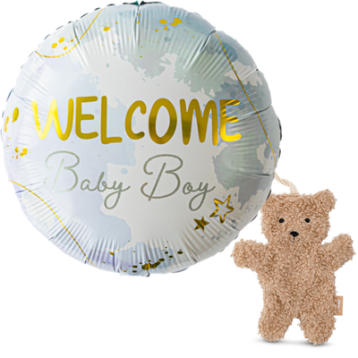 Ballon Welcome Baby Boy | Speendoekje teddybeer