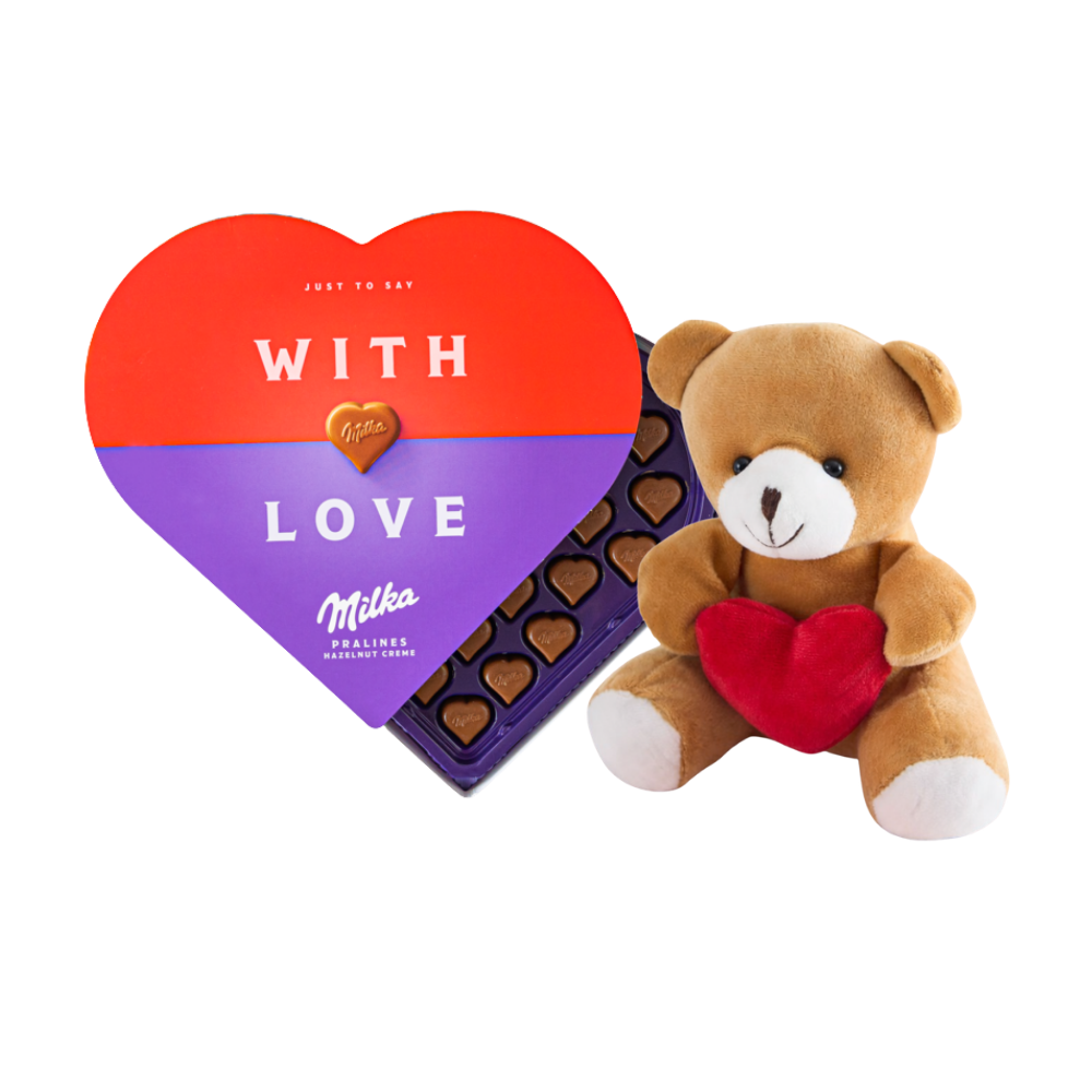 Pralines - With Love 165g Beertje met hart Chocoladecadeaus Milka