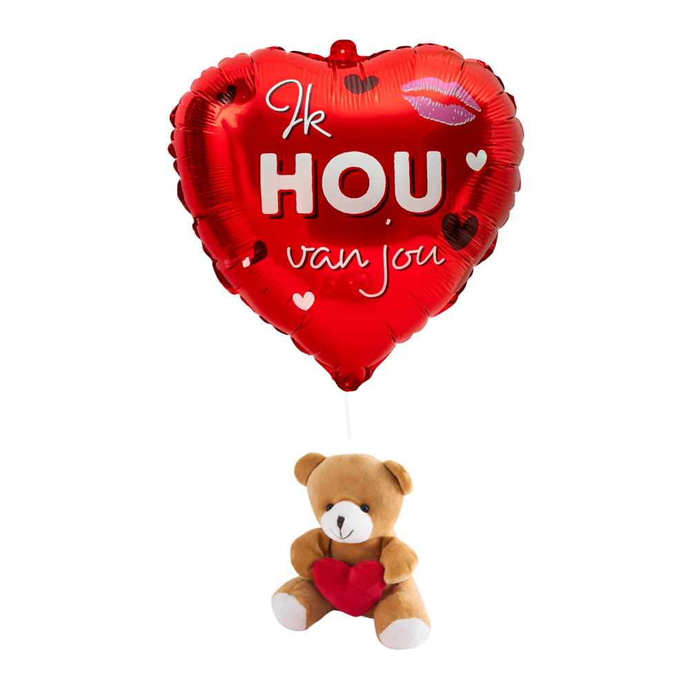 Ballon met beertje Ik hou van jou Ballonnen Greetz