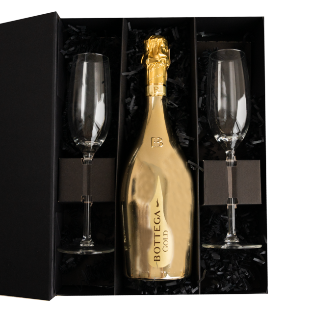 Bottega Prosecco Gold met glazen 750 ml Greetz