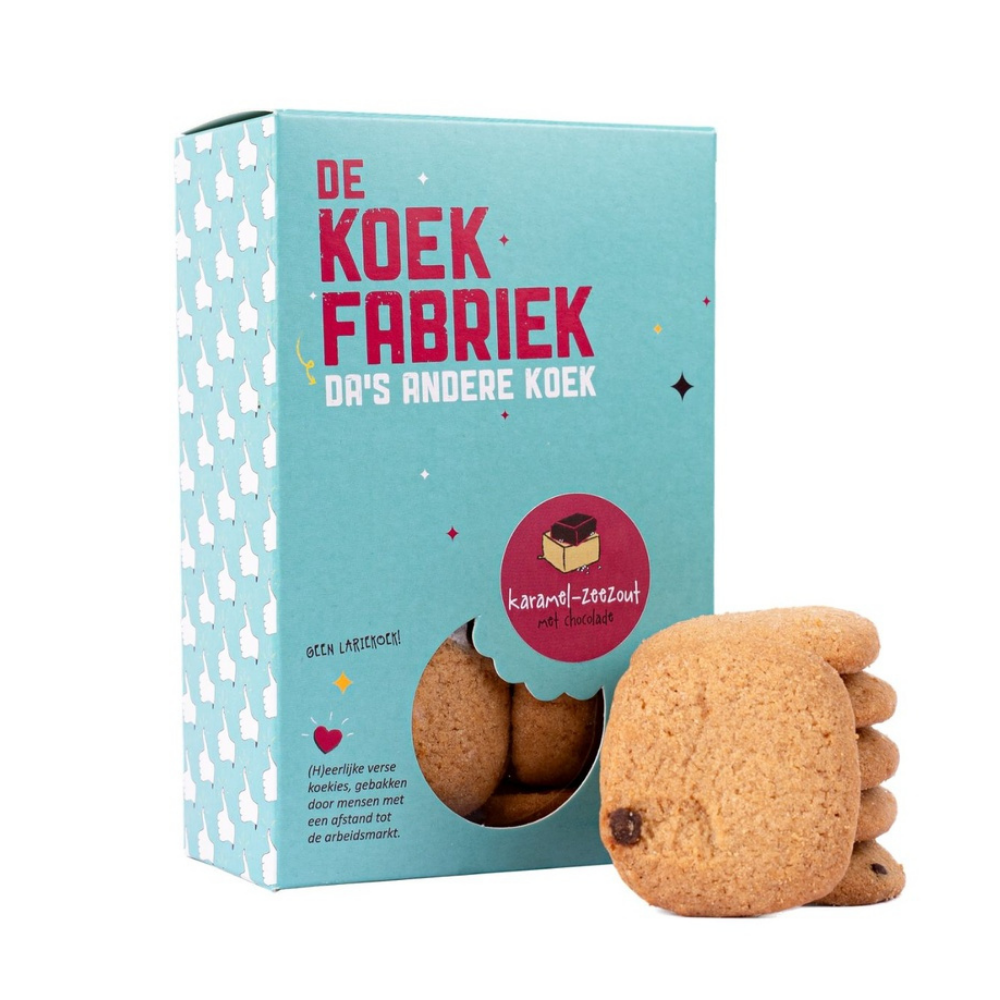De Koekfabriek Karamel-Zeezout Chocolade 80g Greetz