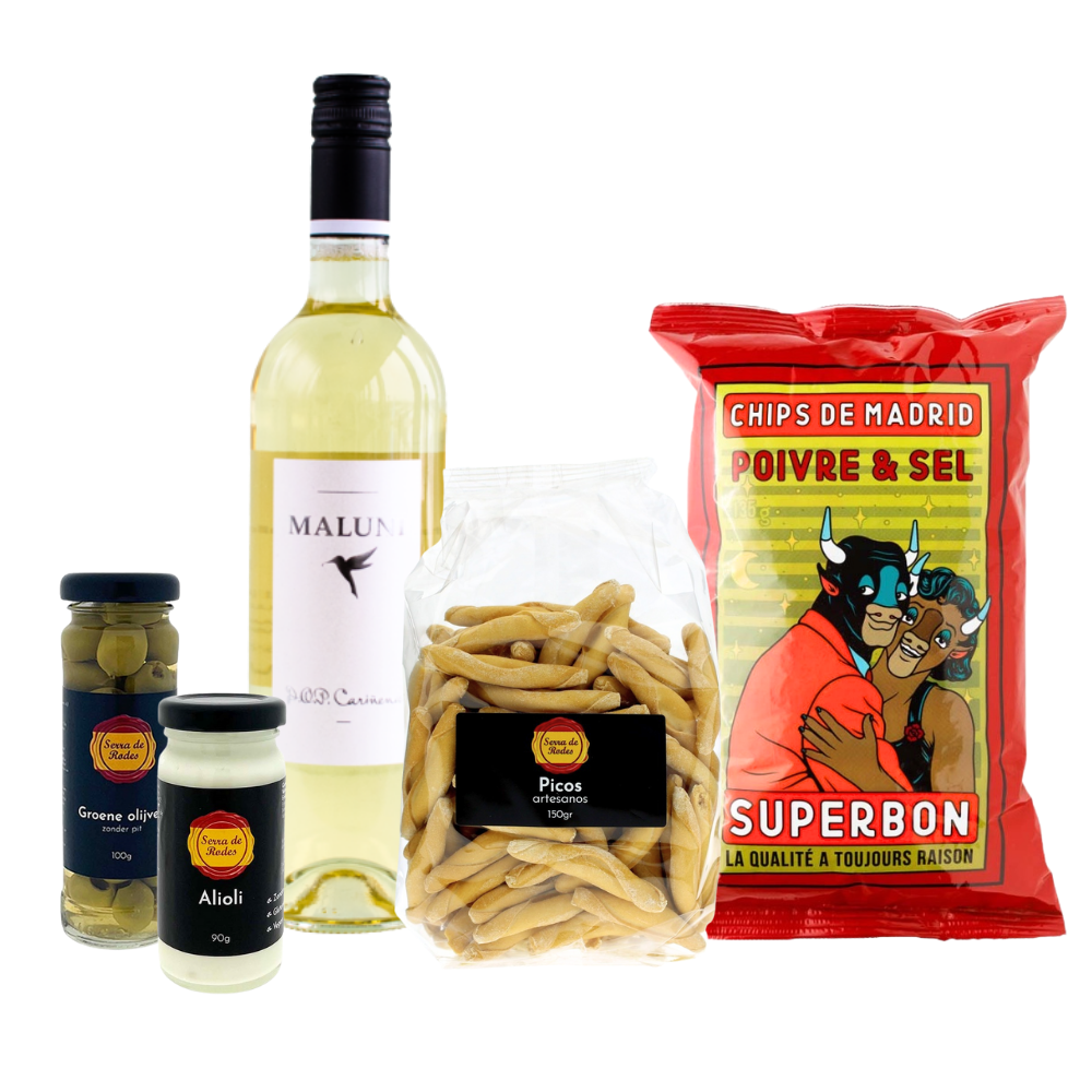 Borrelpakket Spaans Witte wijn Greetz