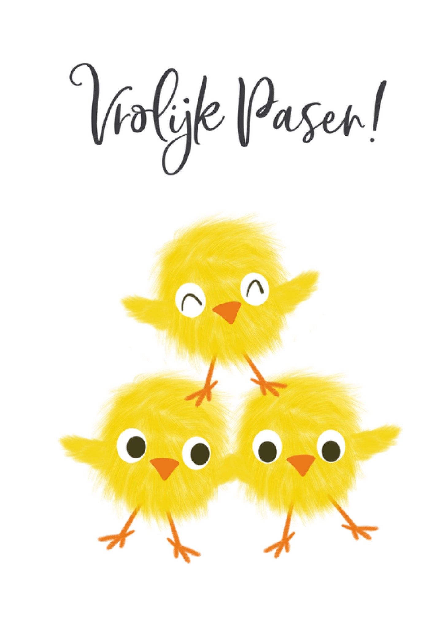 Paaskaart vrolijk kuikentjes Kaart Tsjip