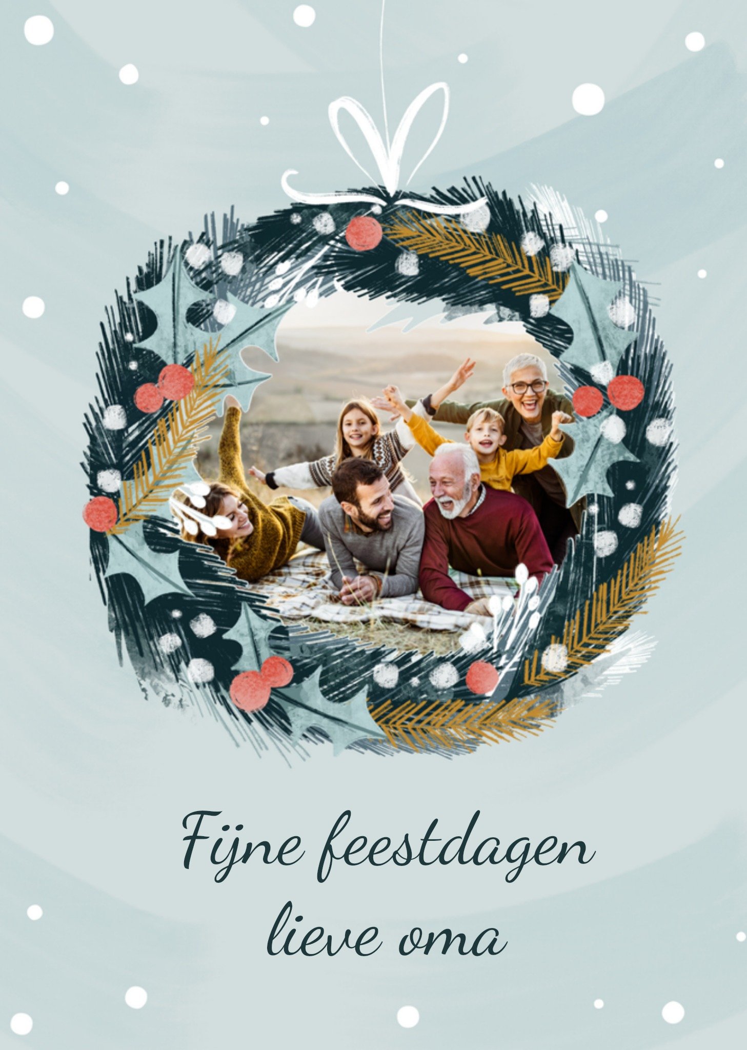 Kerstkaart fotokaart aanpasbare tekst Greetz