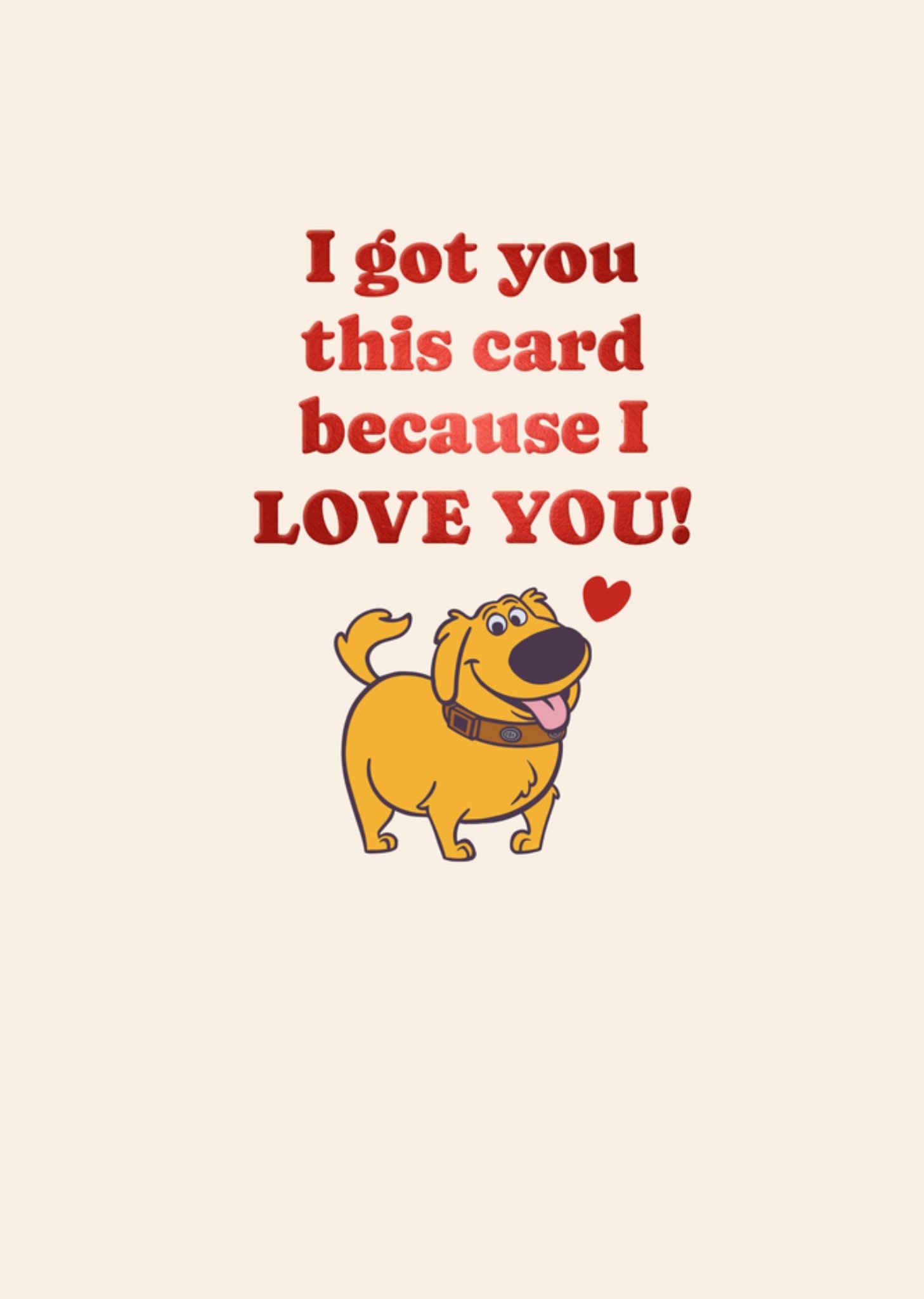 Valentijnskaart Up I got you this card because i love you Disney