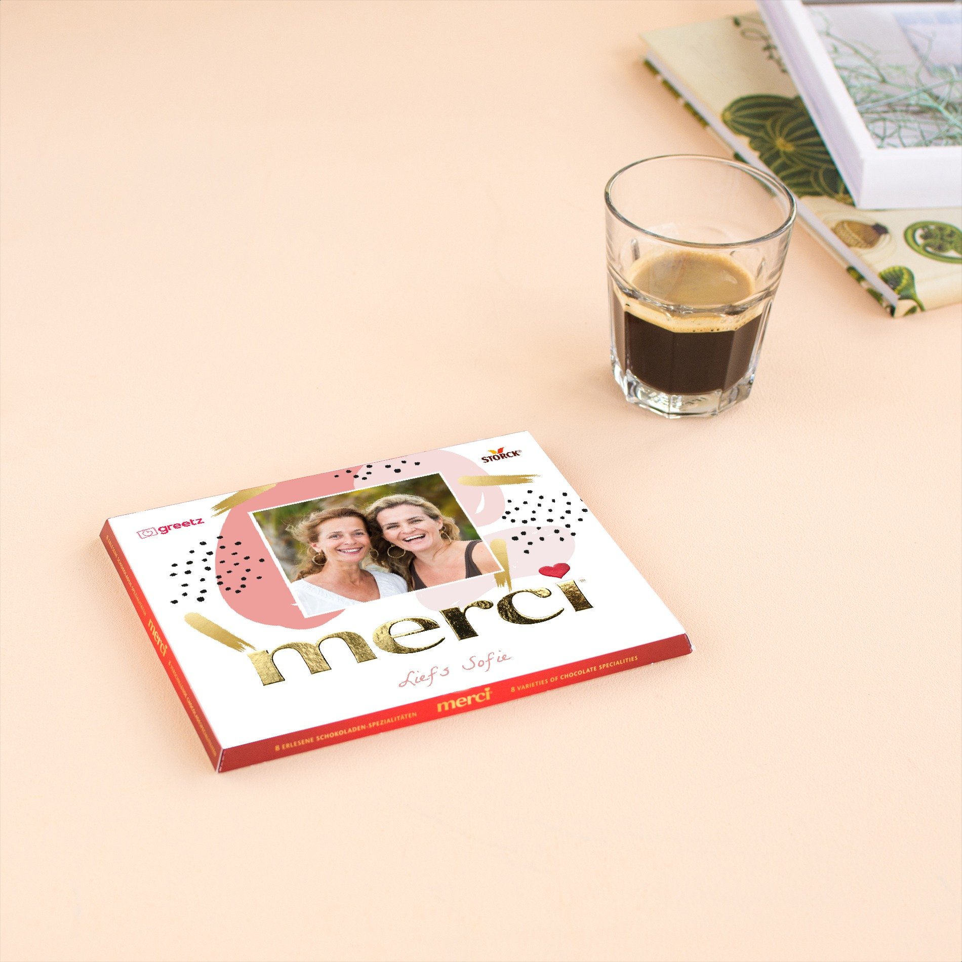 Merci | Liefs met eigen foto en naam | 250g | Personalised Chocolate