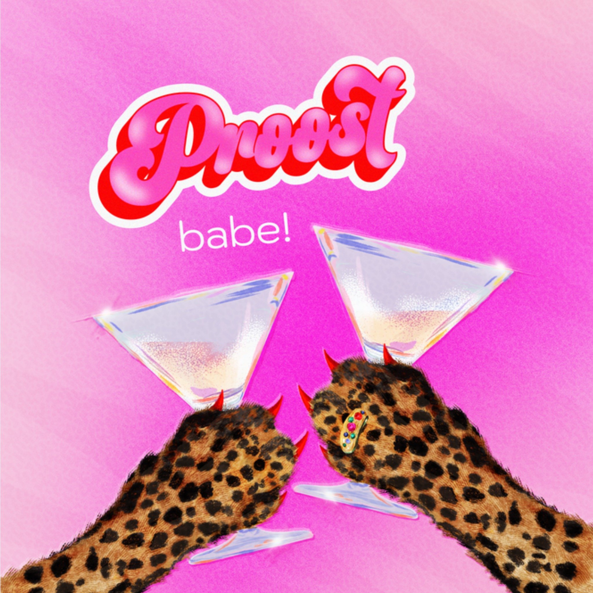 Verjaardagskaart proost! Vierkante Kaart Fred van Leer