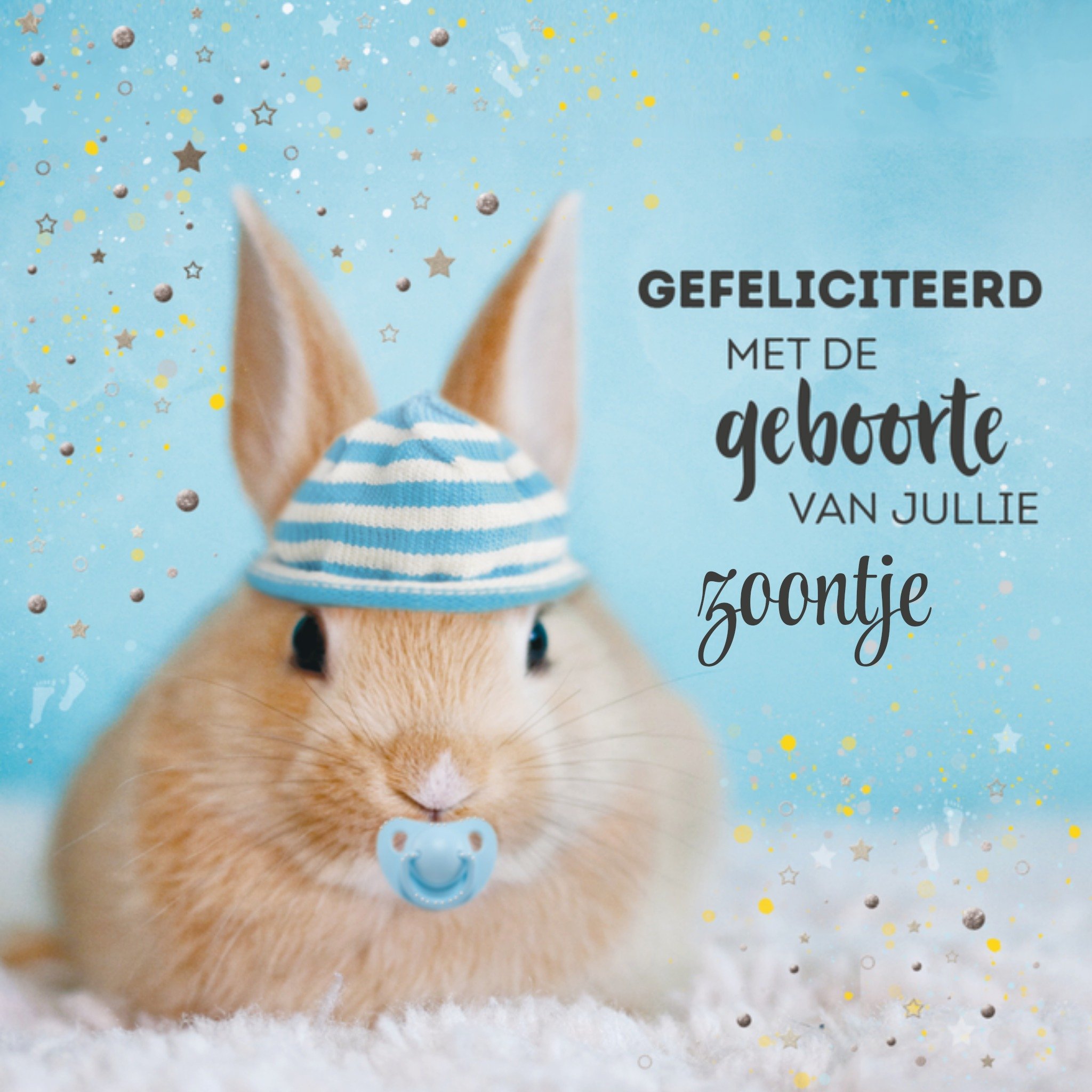 TMS Geboortekaart konijntje Vierkant
