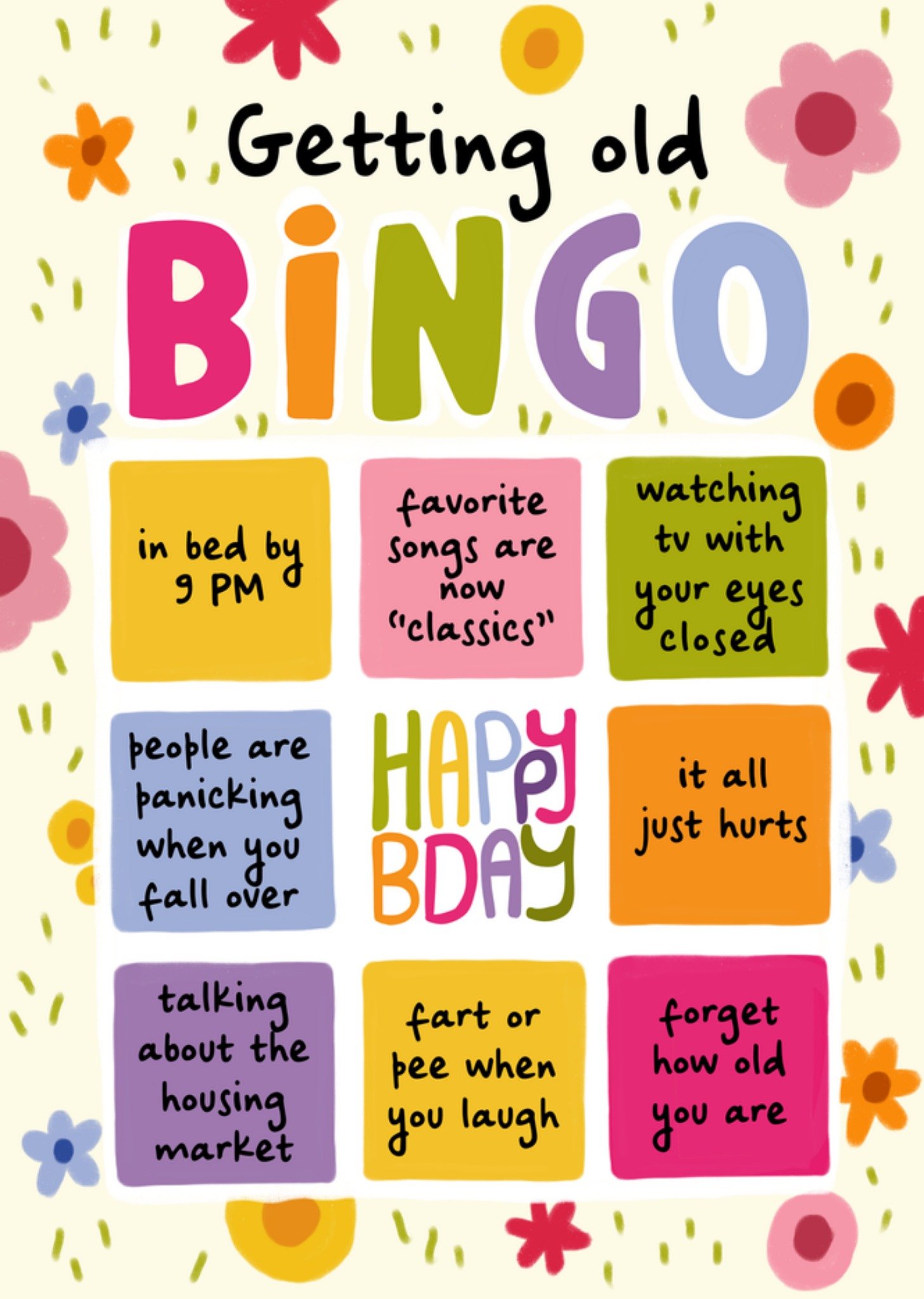 Aniet Illustration Verjaardagskaart Getting old Standard Card