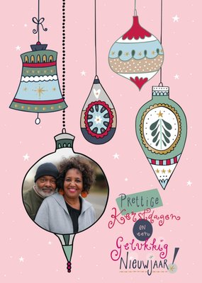 Funny Side Up | Kerstkaart | Met foto | Kerstballen