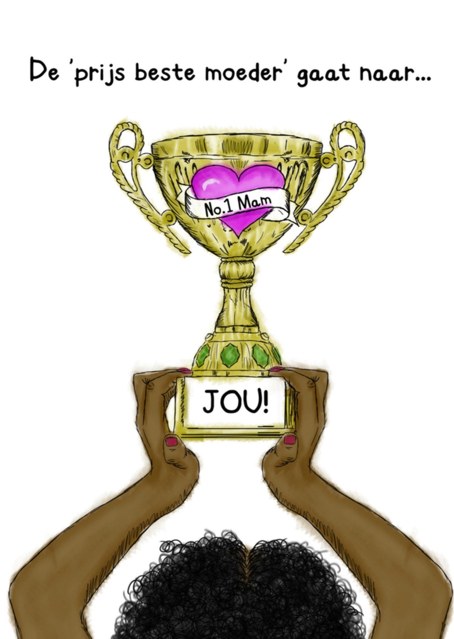 Verjaardagskaart trofee mama Kaart Kitsch Noir