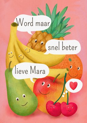 Petit Konijn | Beterschapskaart | fruit | met naam