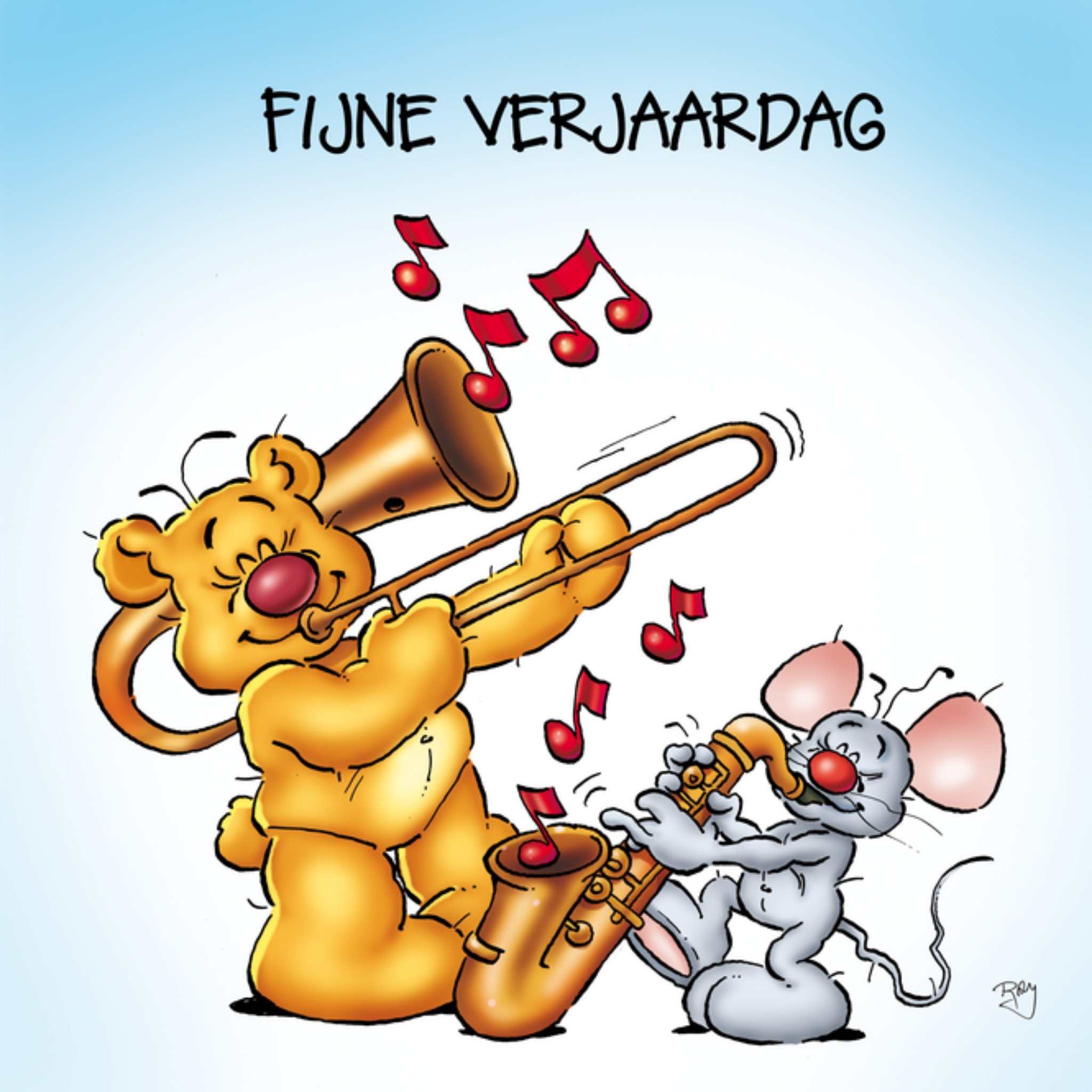 Verjaardagskaart Muzikale Dieren Vierkante Kaart Doodles