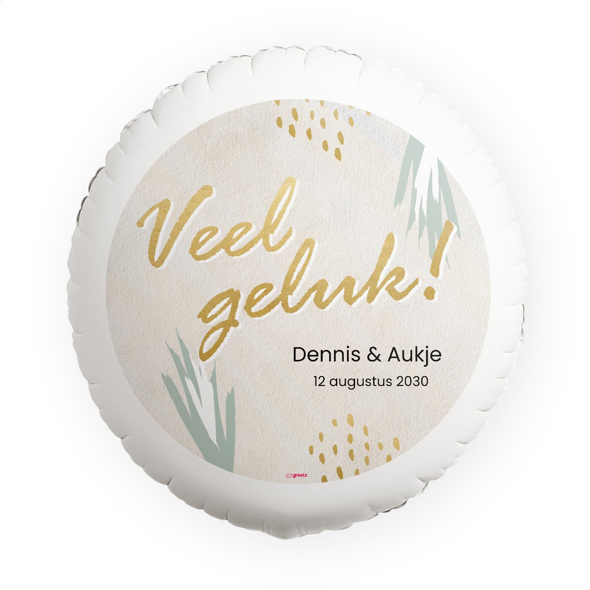 Ballon Veel geluk met eigen namen en jaartal Greetz