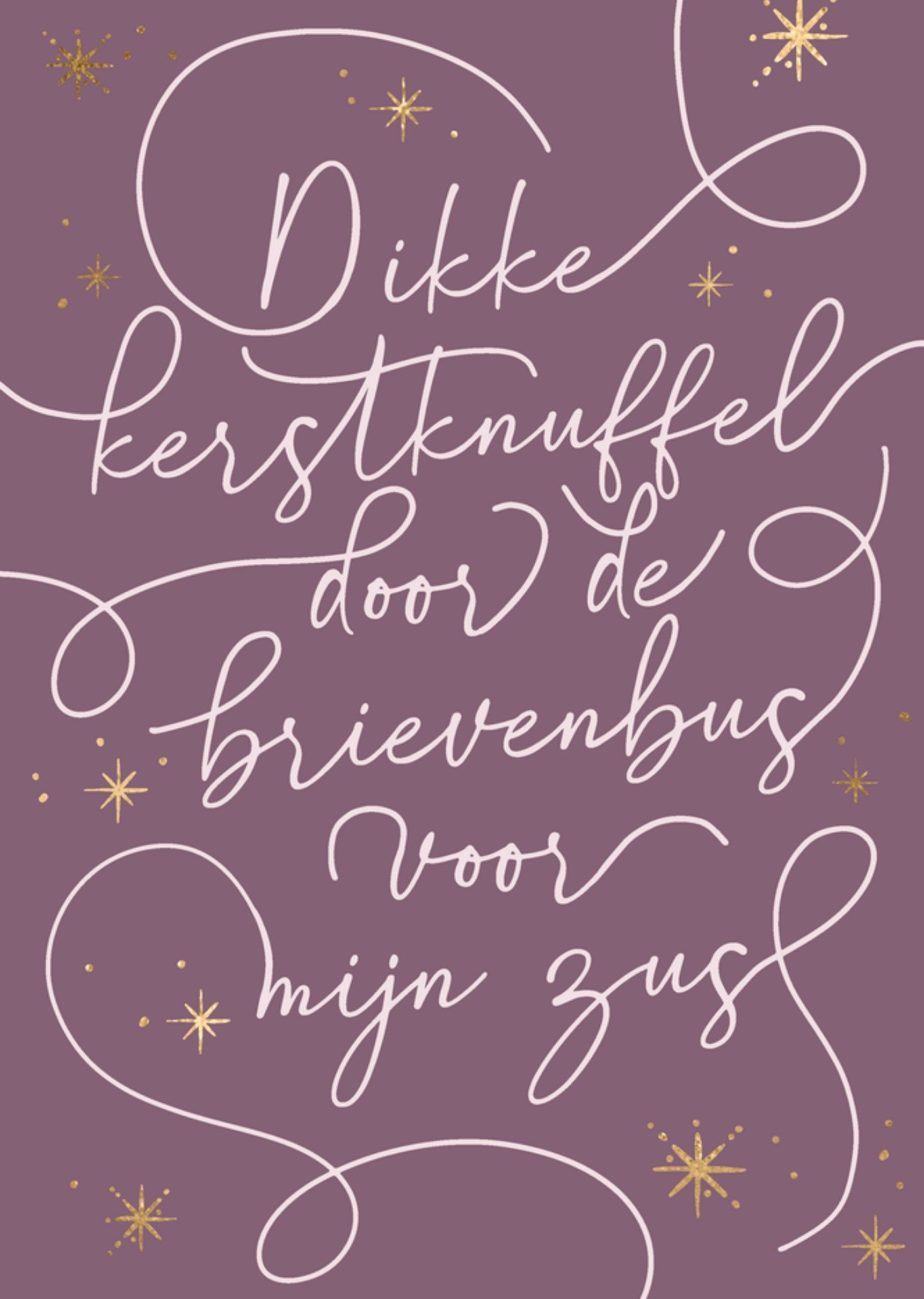 Kerstkaart Zus Dikke kerstknuffel dor de brievenbus Greetz