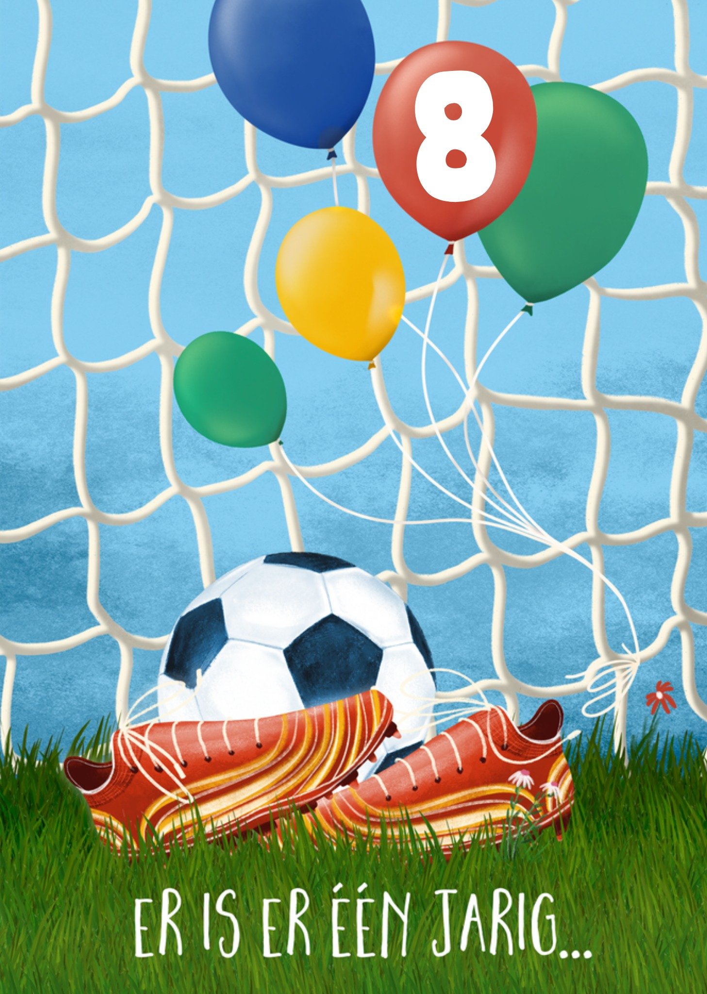 Verjaardagskaart 8 Er is er één jarig Voetbal Kaart Fishuals