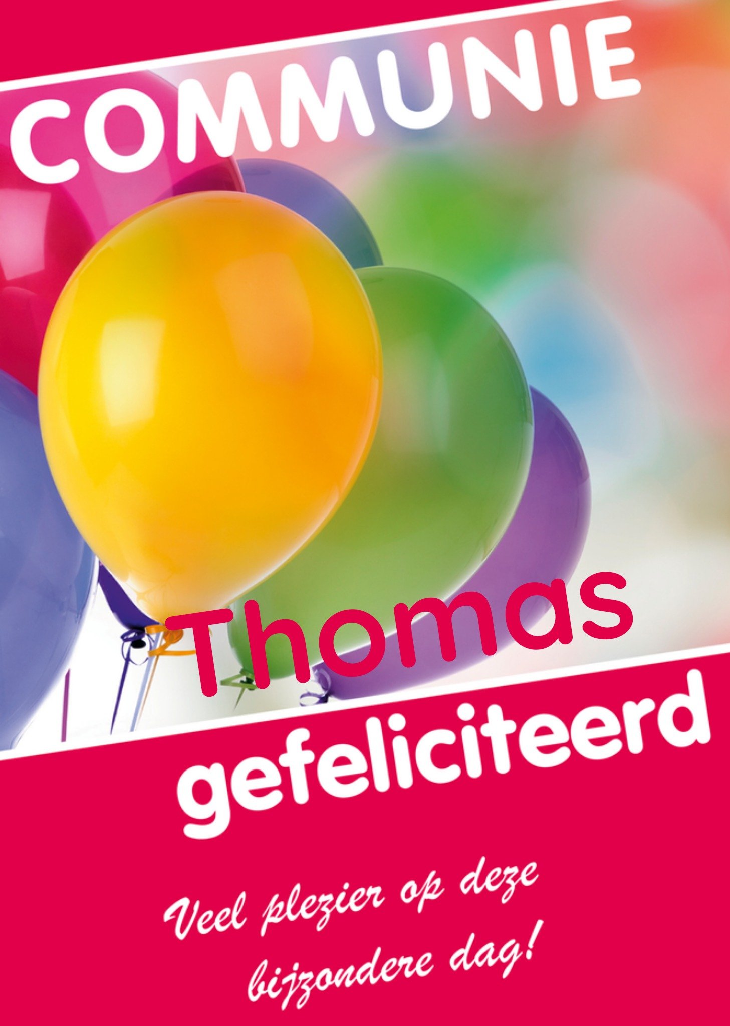 Communie kaart ballonnen met naam Kaart Paperclip