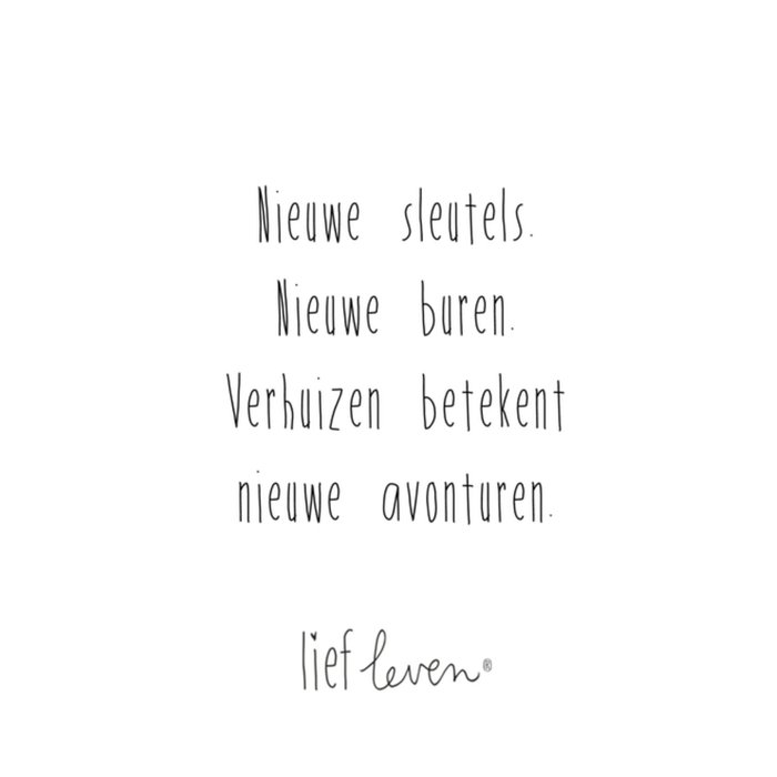 Lief Leven | Nieuwe woning kaart | gedichtje