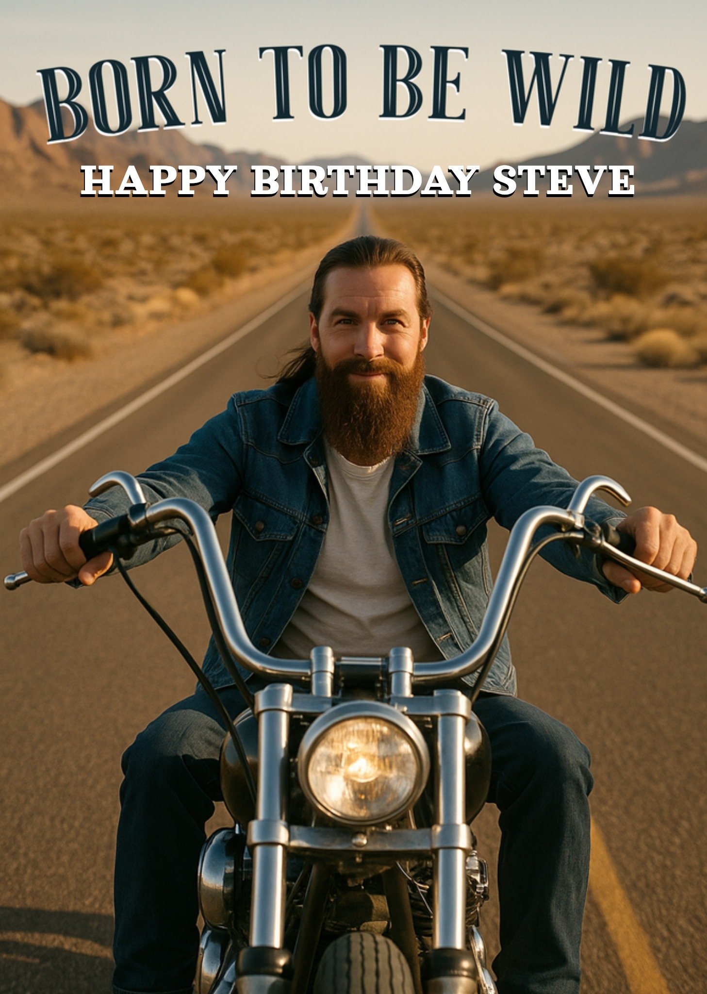 Verjaardagskaart Face Swap Born To Be Wild Greetz