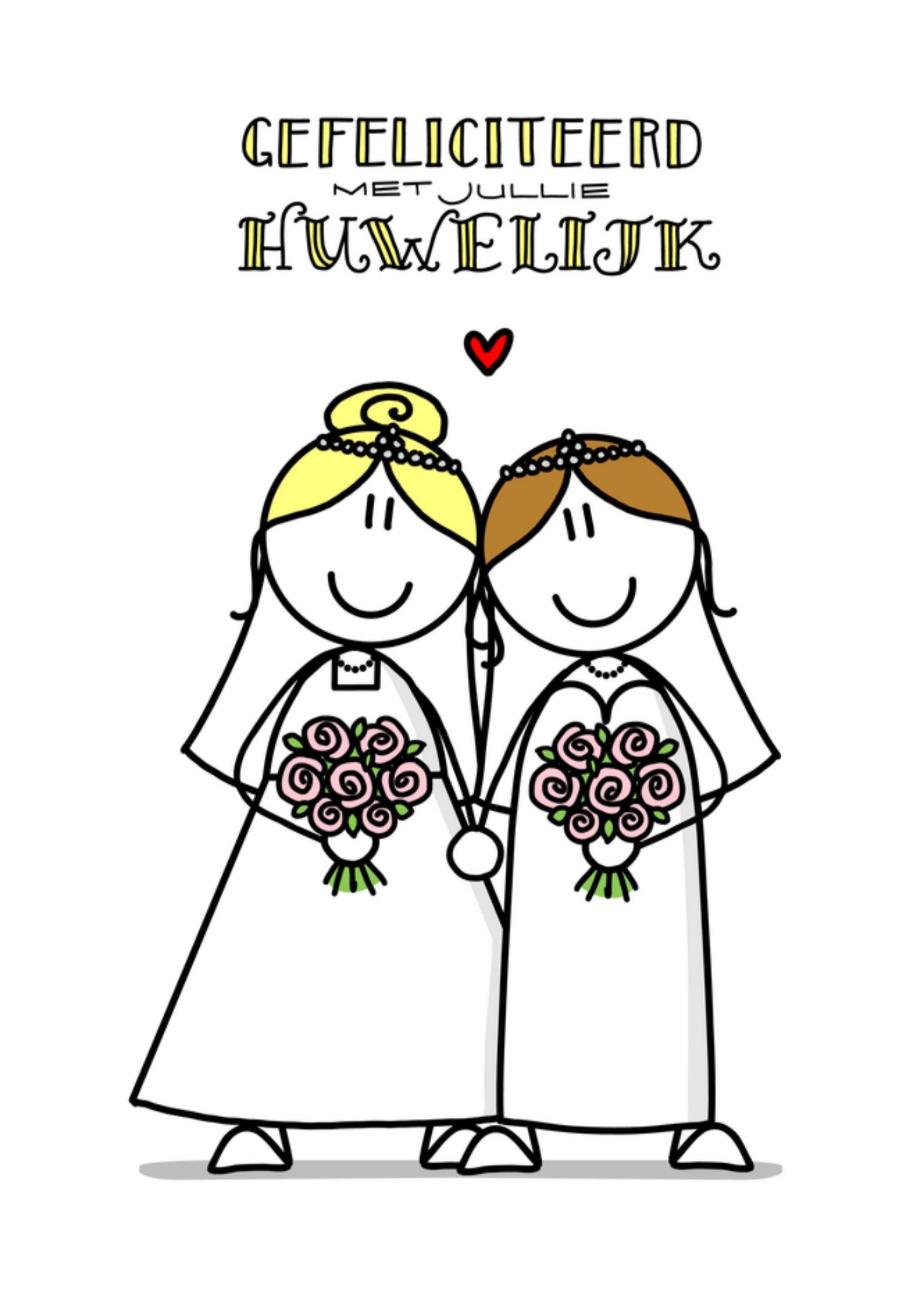 Huwelijkskaart LHBTIQ+ Vrouwen Kaart YH Tekent