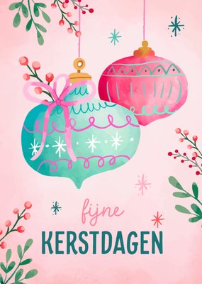 Decoratieve Waterverf Ballen Kerstkaart