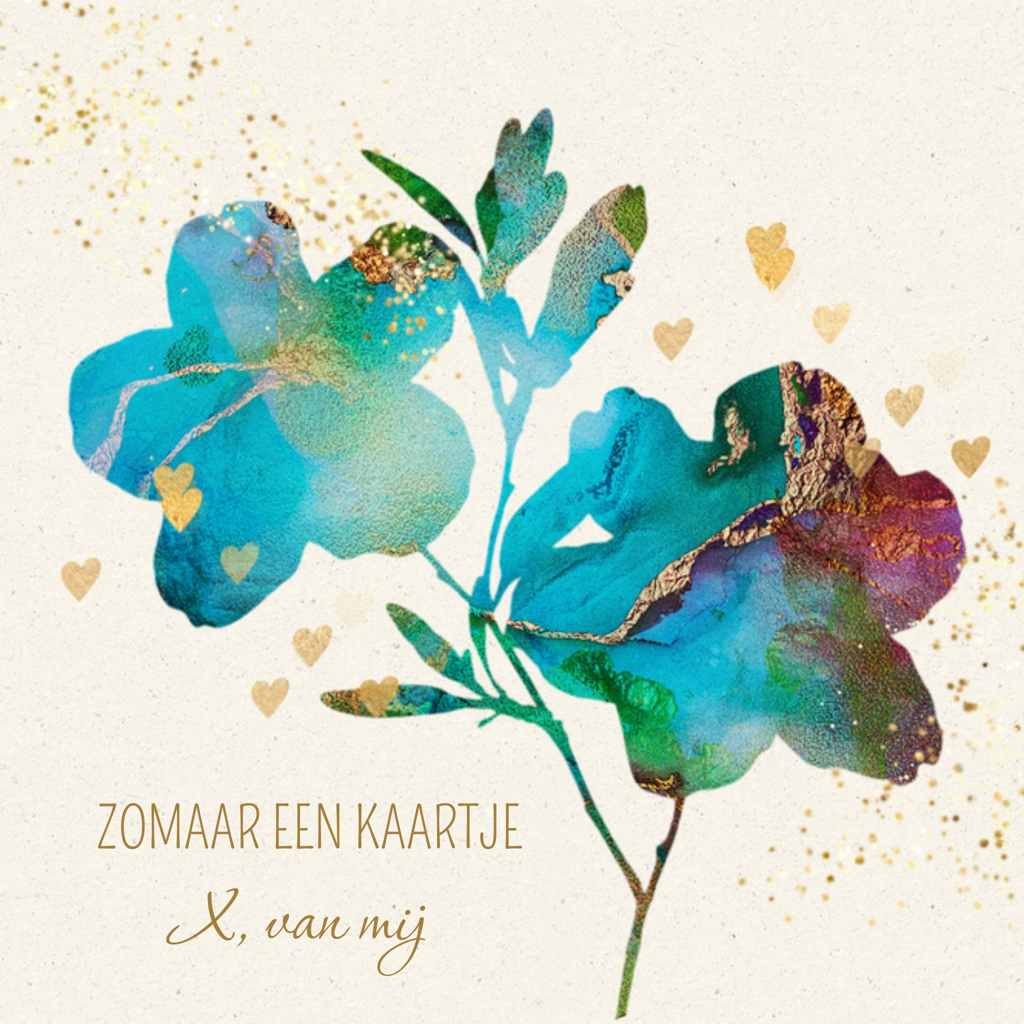 Zomaar kaart Bloemen en hartjes Vierkante Kaart Luckz