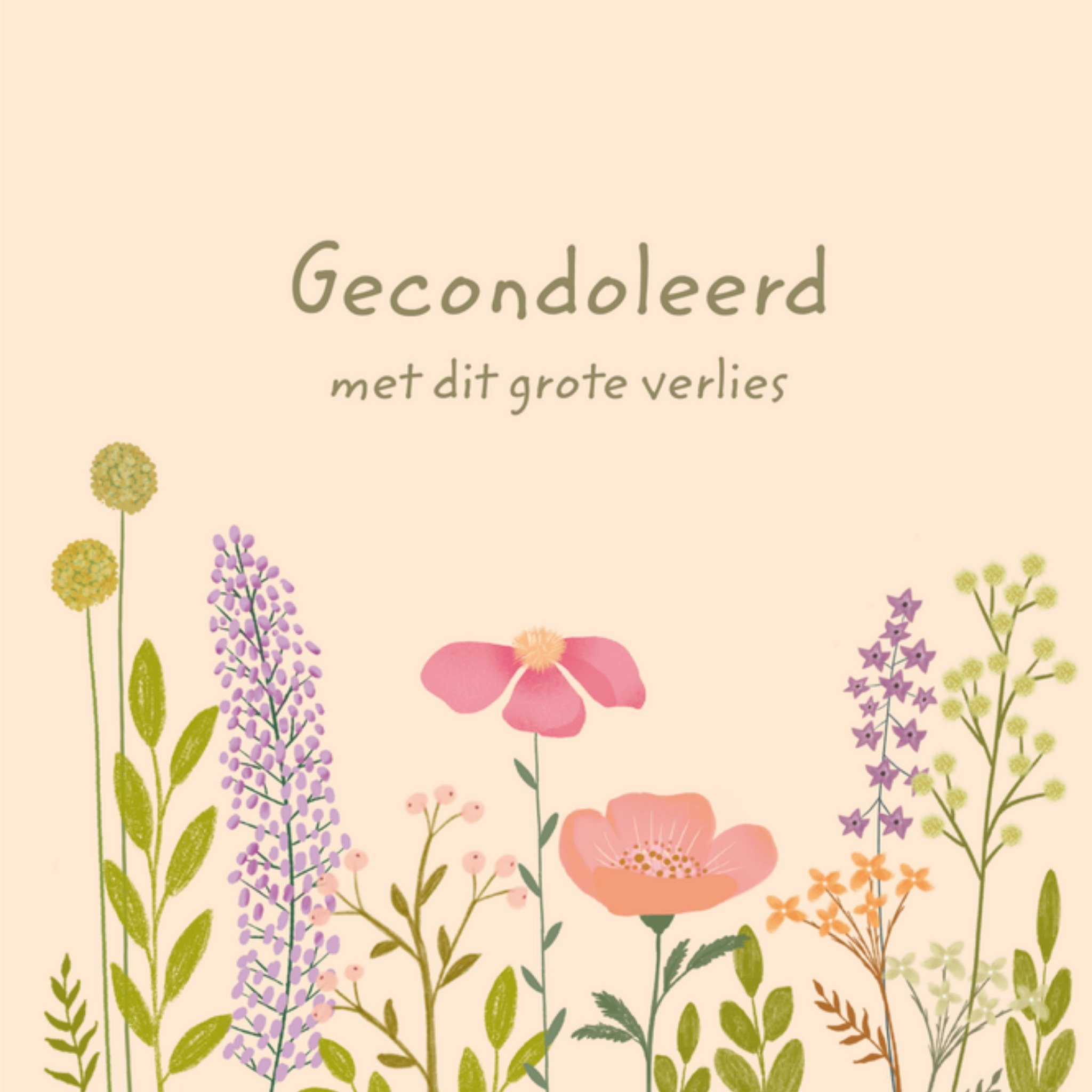 Condoleancekaart Veldbloemen verlies Vierkante Kaart Tsjip