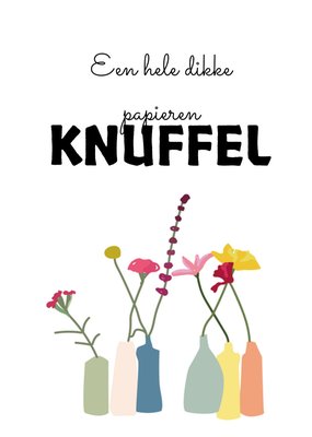 Een Hele Dikke Papieren Knuffel Geïllustreerde Bloemen Kaart
