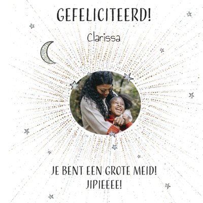 Je Bent Een Grote Meid Sterren Foto Upload Felicitatie Kaart