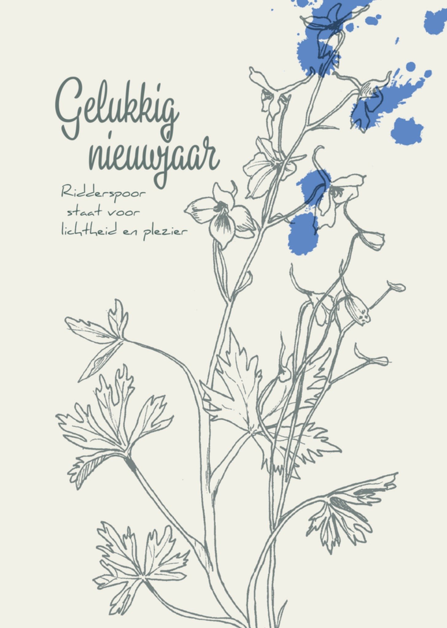 Nieuwjaarskaart Ridderspoor Kaart Veer Moon