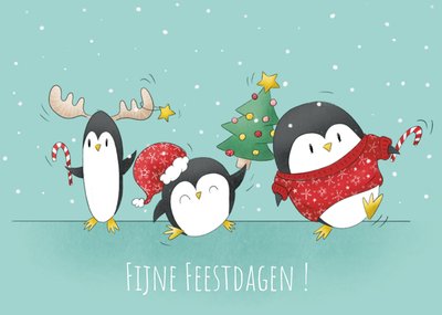 Studio Fred Illustraties | Kerstkaart | Pinguins | Fijne feestdagen