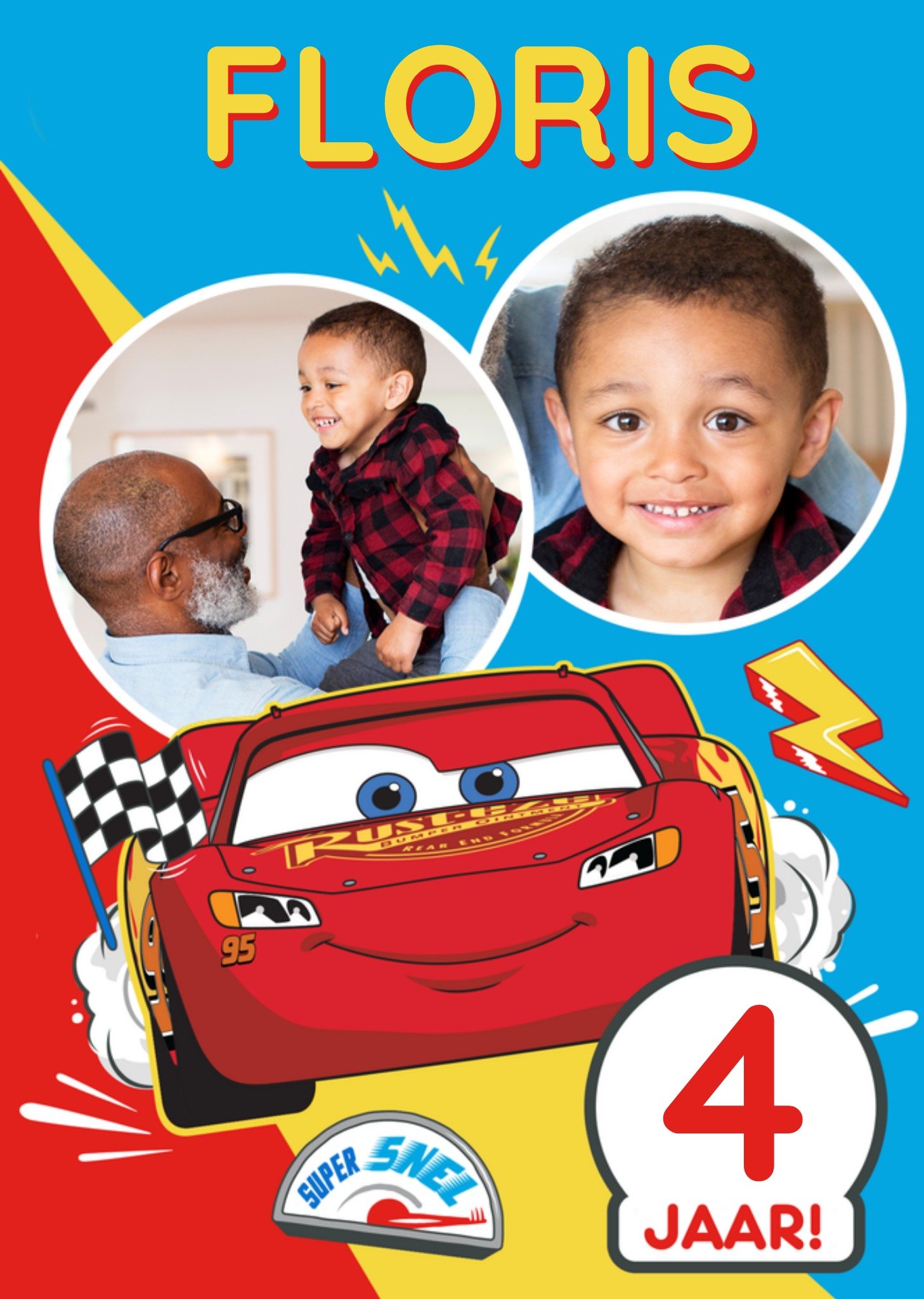 Cars Verjaardagskaart Met naam en fotos Kaart Disney
