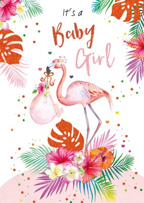 TMS | Geboortekaart | Meisje | Flamingo