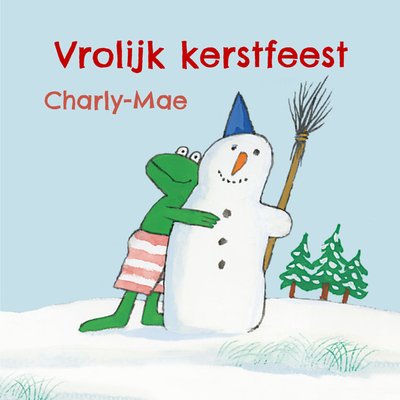 Kikker | Kerstkaart | Sneeuwman | Aanpasbare naam