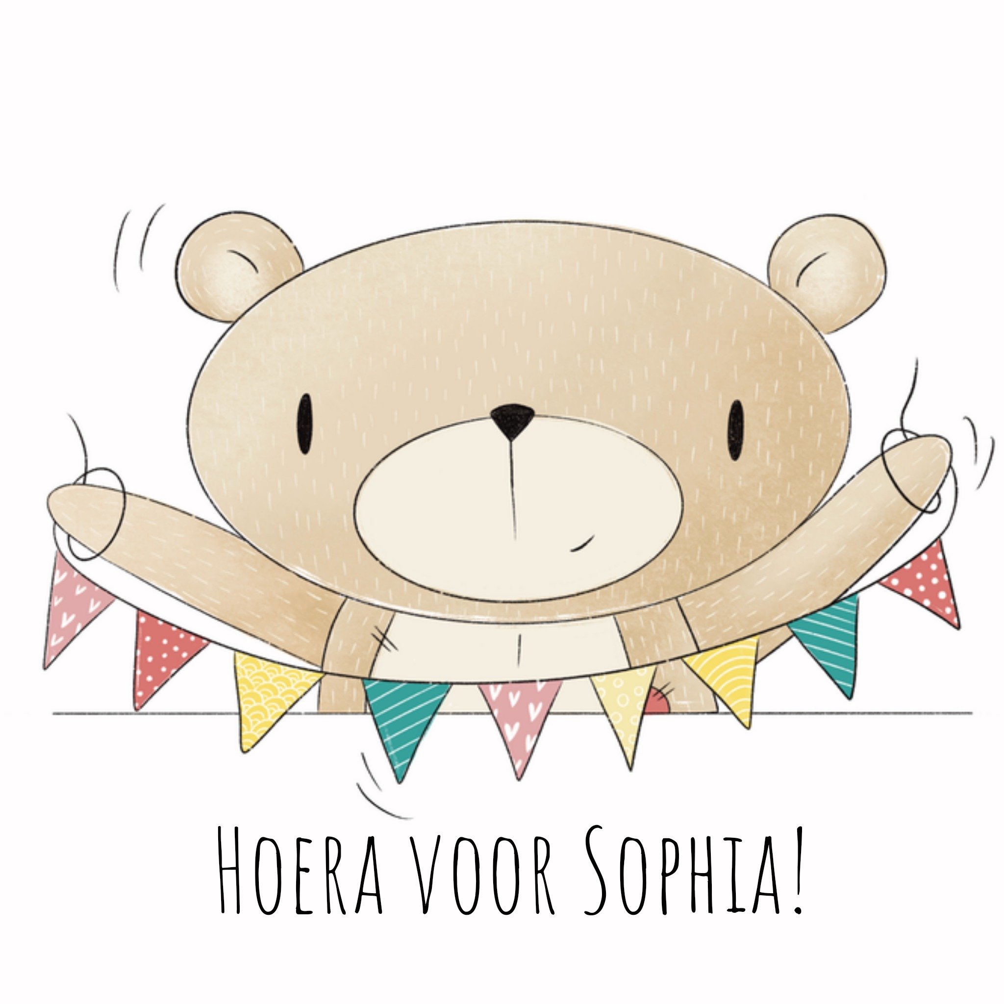 Studio Fred Verjaardagskaart Schattige beer Vierkante Kaart Studio Fred Illustraties