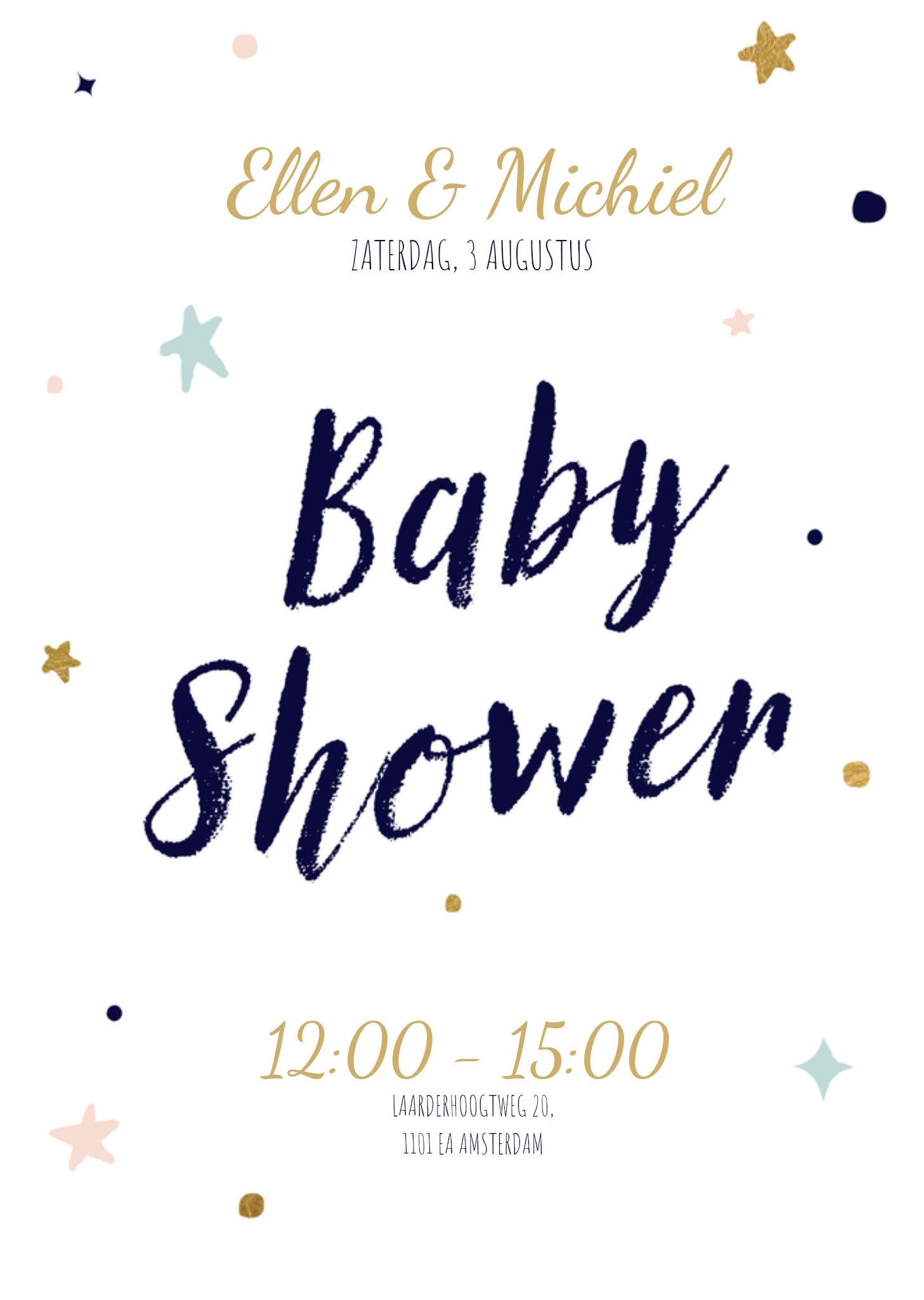 Babyshower met naam Kaart Greetz
