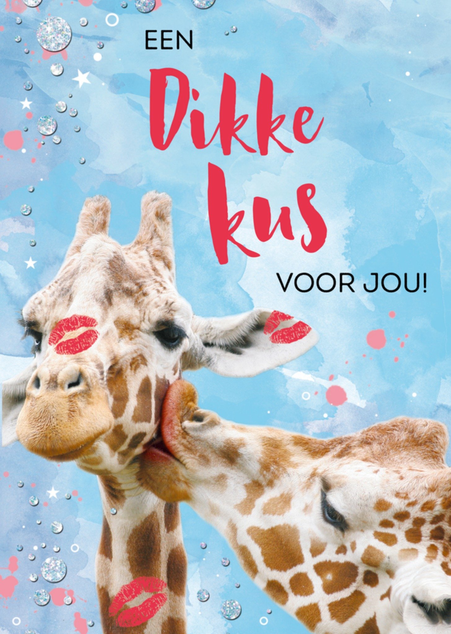 Valentijnskaart giraffe Kus Kaart TMS