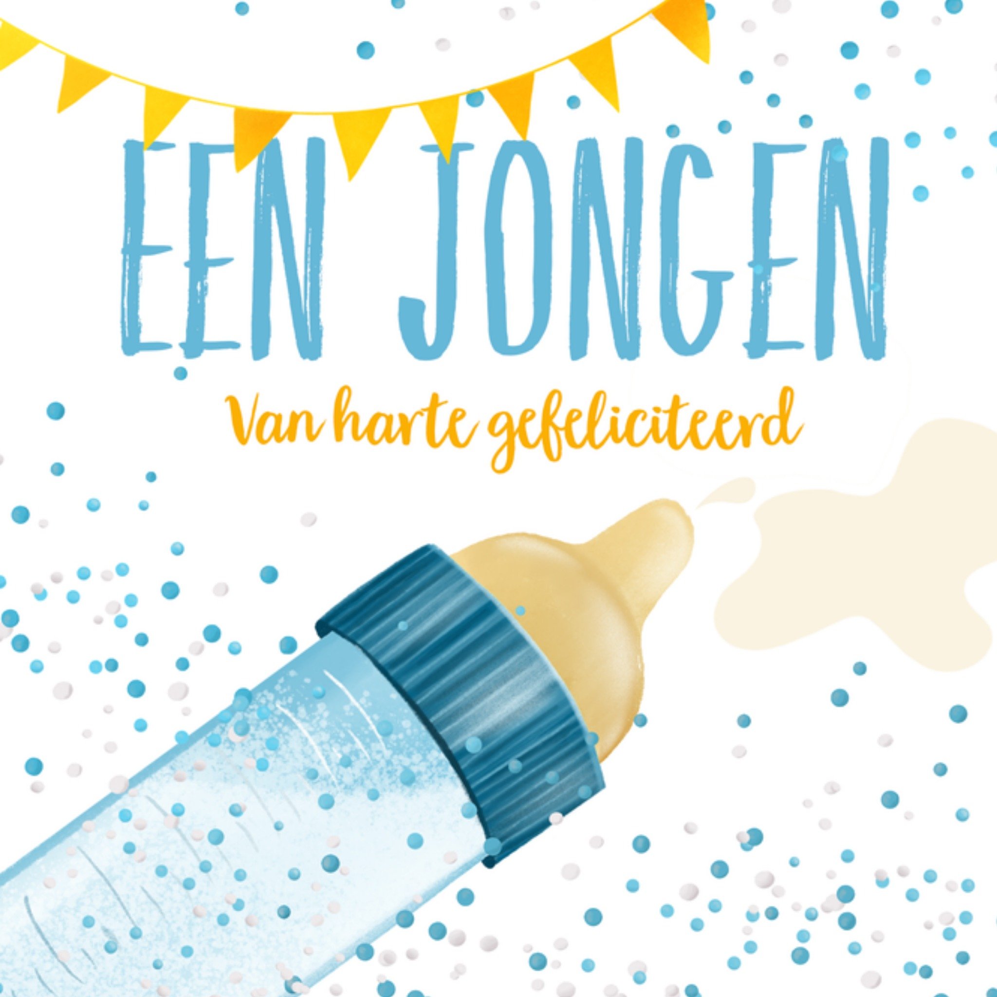 Fishuals Geboortekaart Een jongen van harte gefeliciteerd Vierkant