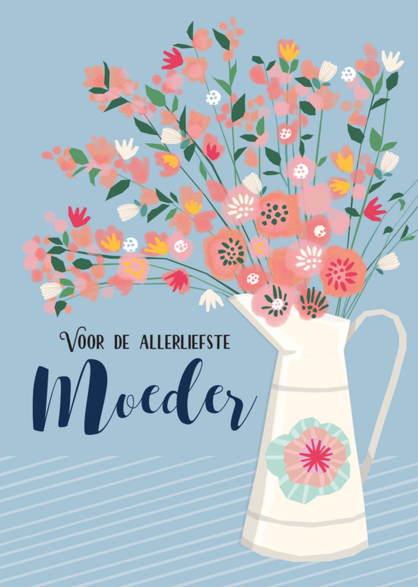 Moederdagkaart Voor De Allerliefste Moeder Bloemenboeket In Kan Illustratie TMS