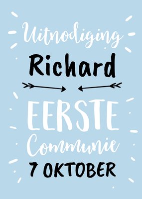 Uitnodiging Eerste Communie Typografisch Kaart