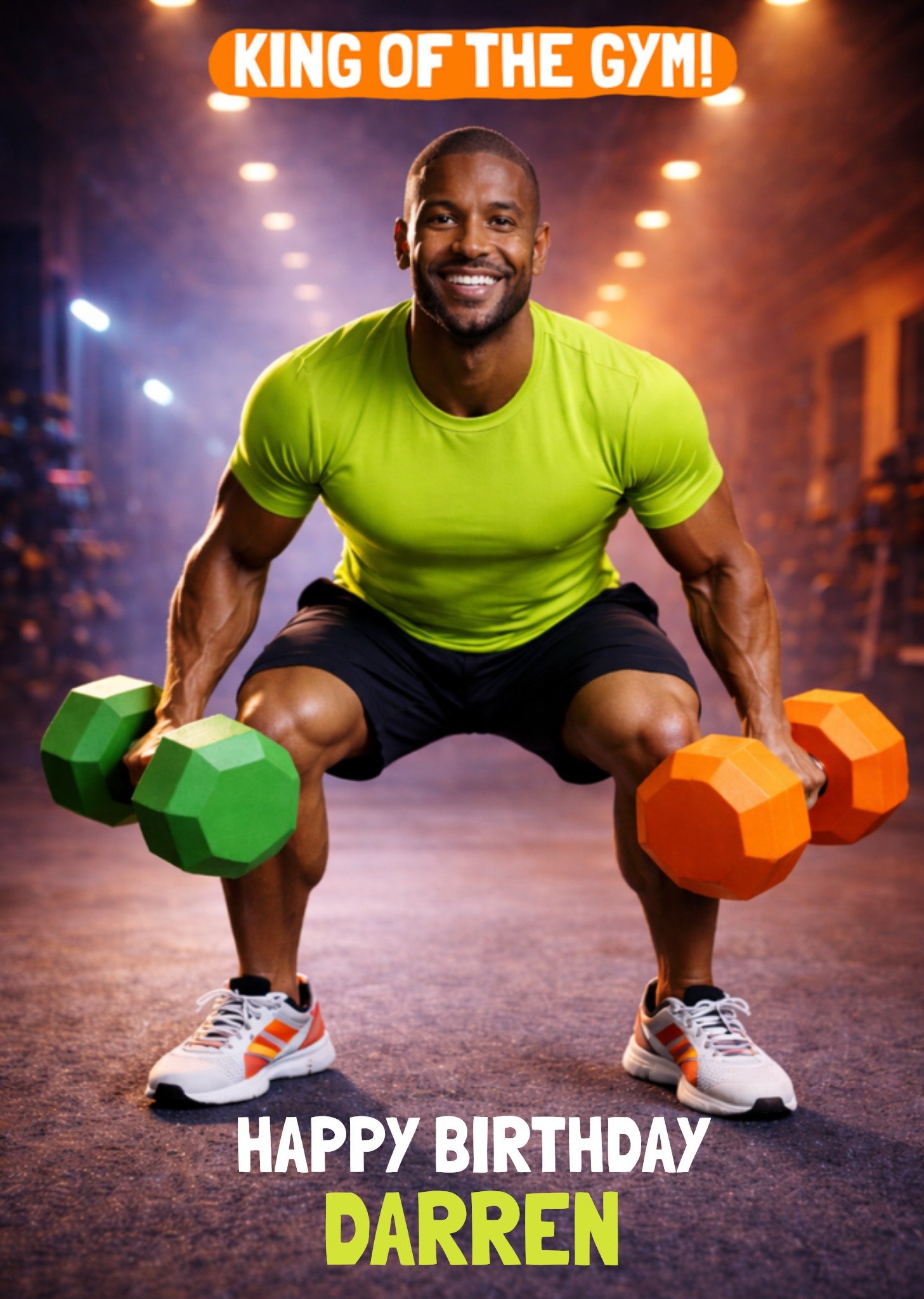 The London Studio Verjaardagskaart Funny face swap king of the gym Greetz