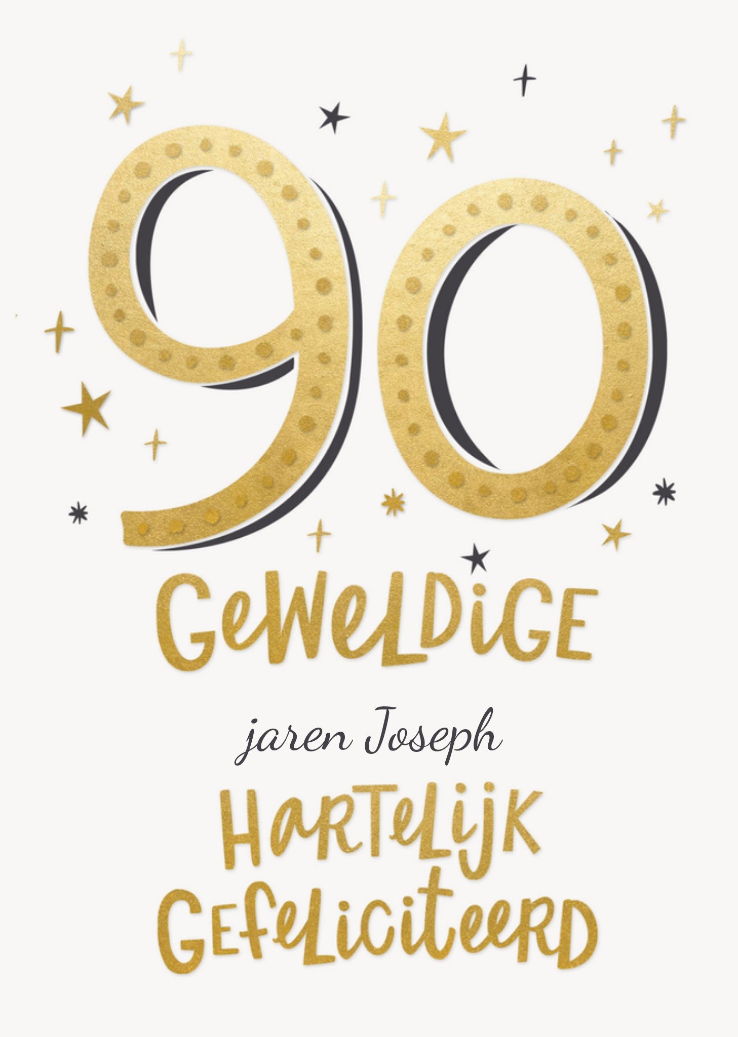 Verjaardagskaart 90 met naam Kaart Dotty Black