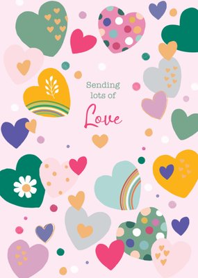 Sending Lots Of Love Geïllustreerde Harten Liefde Kaart