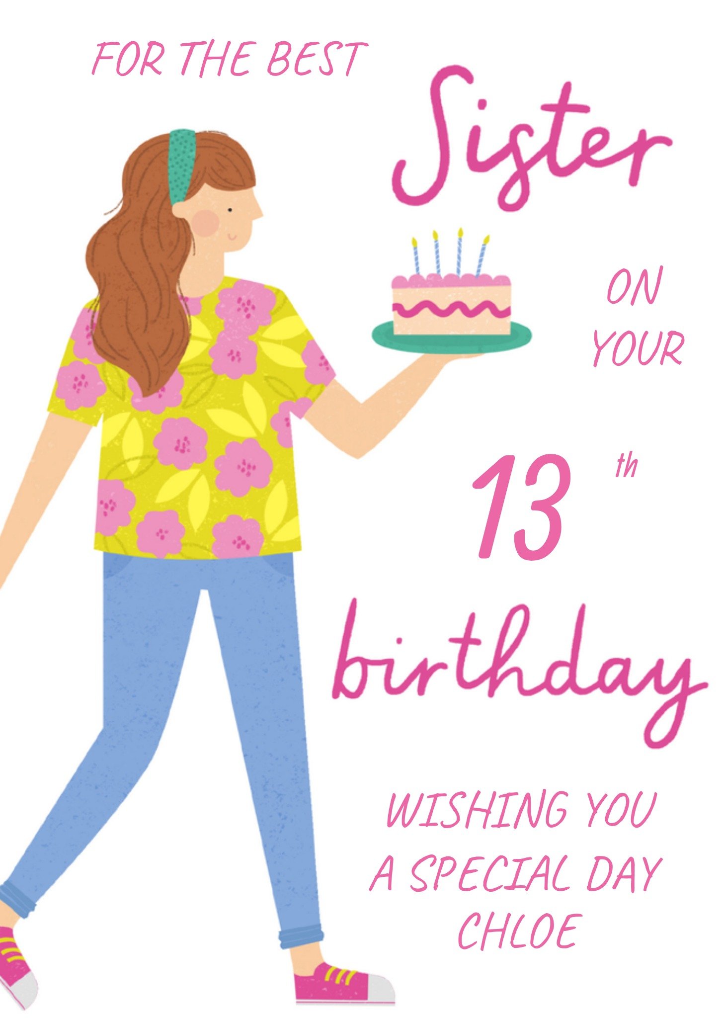 Greetz Verjaardagskaart 13 jaar zus Standard Card