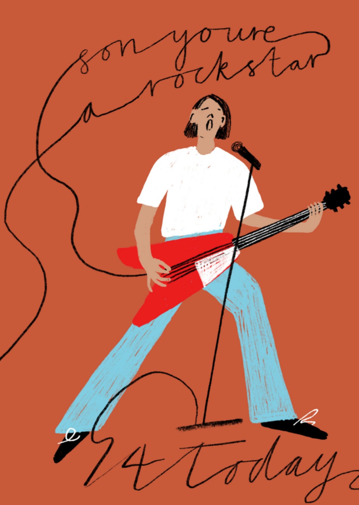 Verjaardagskaart rockstar met leeftijd Greetz