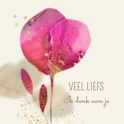 Ik Denk Aan Je Aquarel Bloem Kaart
