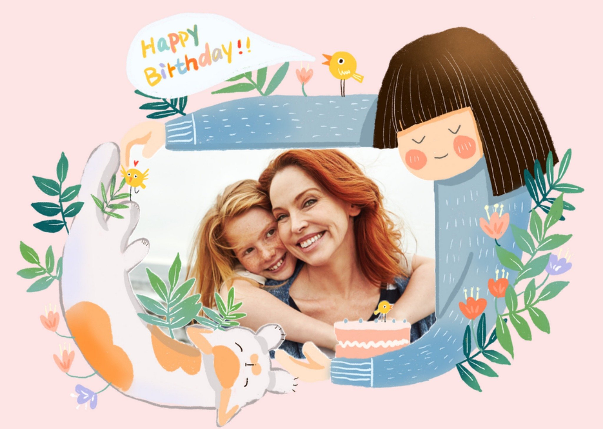 Verjaardagskaart fotokaart illustratie Greetz