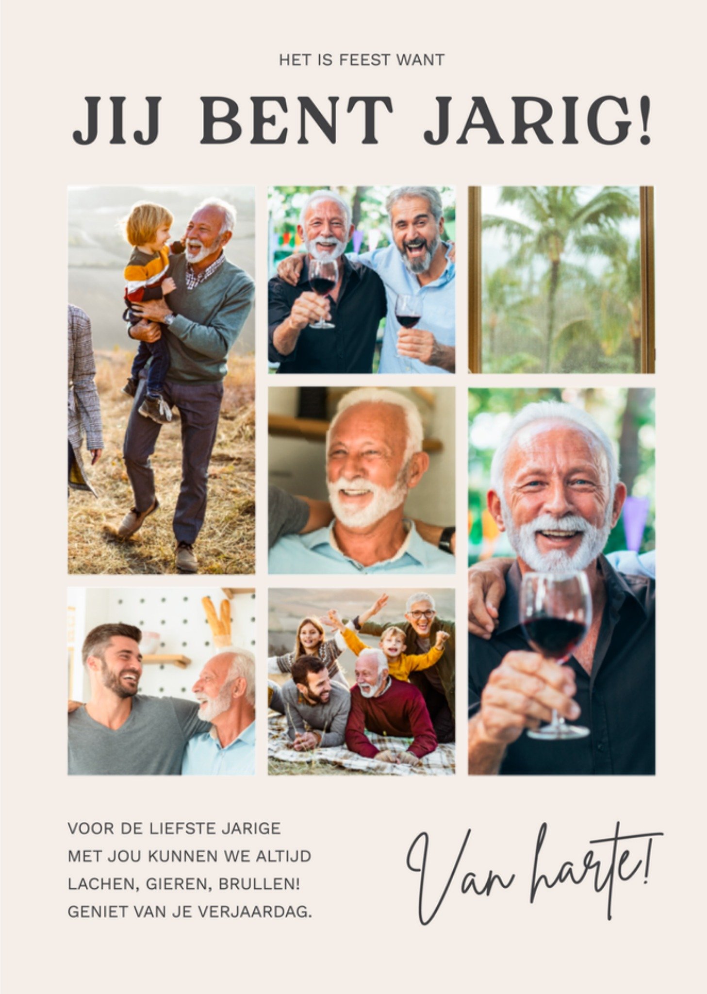 Verjaardagskaart Met fotos Van harte Kaart Greetz