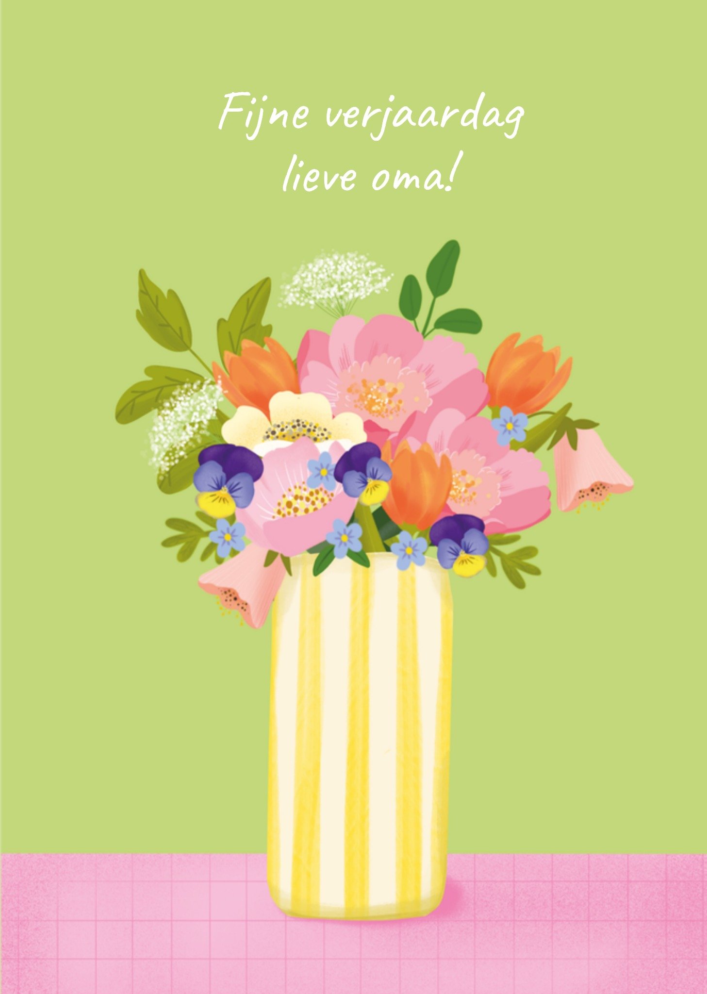 Tsjip - Verjaardagskaart - Oma - Vaas met bloemen