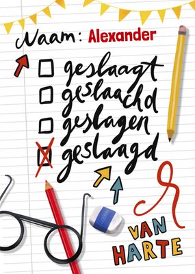 Patricia Hooning | Geslaagd kaart | Handschrift